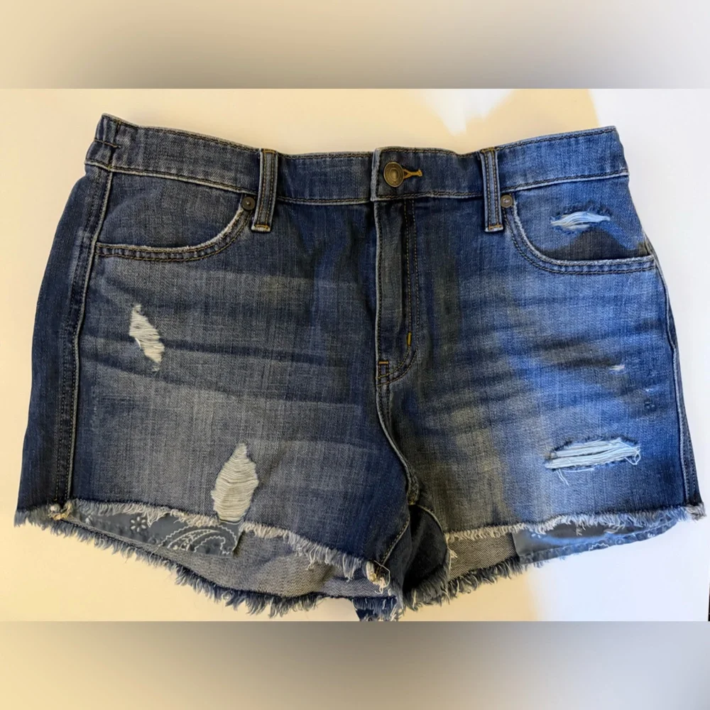 Aerie Distressed Blue Denim Shorts - Picture 1 of 3